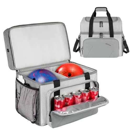 Bowling Ball Bag, 2 Balls Bowling Bag with Ball Holder, Fits a Single