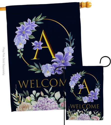 Welcome A Initial Garden Flag Floral Spring Decorative Gift Yard House Banner - 第 4/17 張圖片
