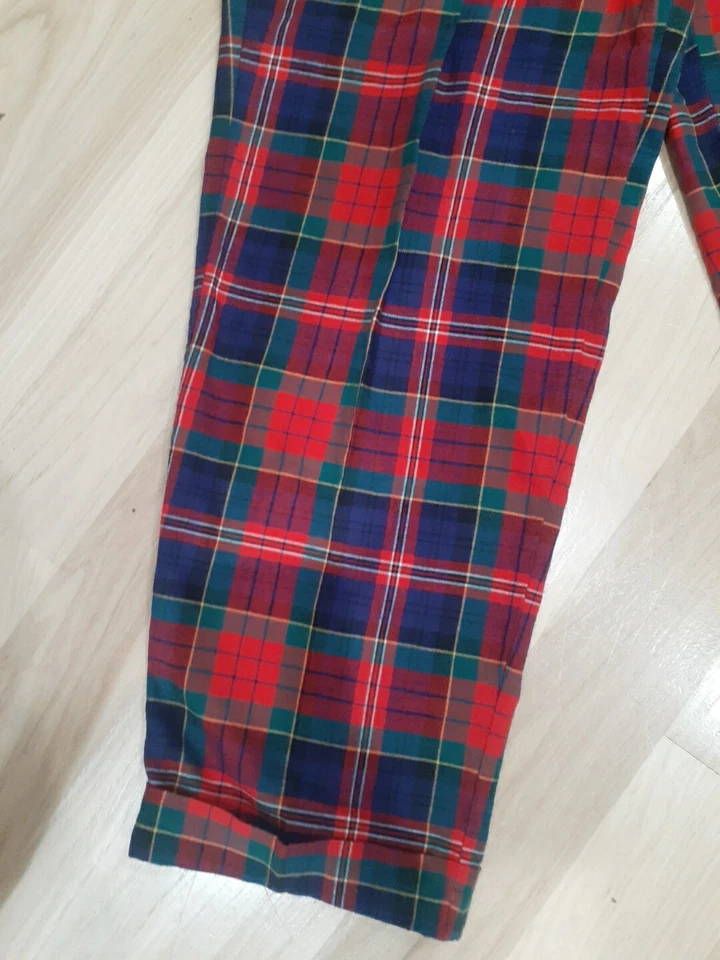PANTALONES DE COLECCIÓN TALBOTS PETITES ROJO TARTÁN A CUADROS PLISADOS PIERNA CÓNICA PUÑOS 26/28 Foto 2 de 4