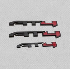 3PCS Set Matte Black Red AT4 Emblems Badge Fit GMC Canyon Sierra 2500HD Yukon