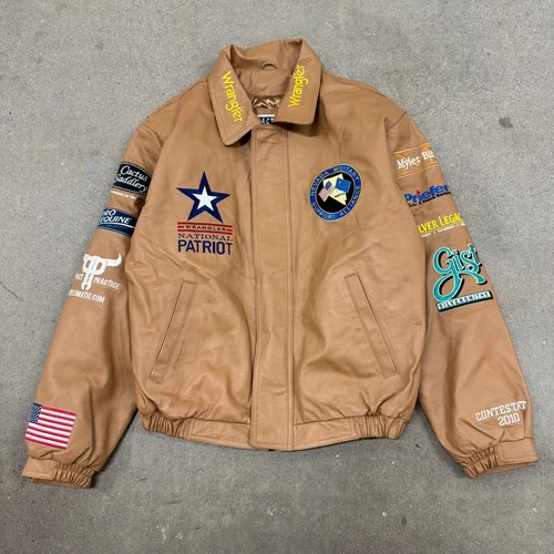 Cactus Bomber Jacket Mens Small Brown 2010 Reno Rodeo Wrangler National Patriot - product listing photo