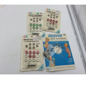 Vintage Dyno and Scovill Gripper Snap Fasteners No Sew Brass Red Green 4 Packs