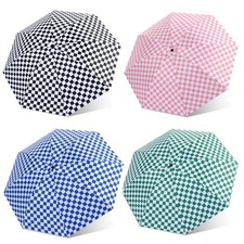 Checkered Automatic Compact Umbrella Windproof Waterproof Umbrellas for black