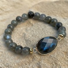 Natural Labradorite 8mm Round Beads Healing Reiki Crystal Women Bracelet Gift