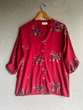 Kindred Anthropologie Blouse Womens Medium Floral Embroidery Boho Peasant Hippie