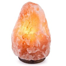 Himalayan Salt Lamp with Natural Himalayan Crystal Rock, Hand Crafted Wooden ...