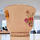 Rare 5" tall Trenton Art Pottery NJ Gold/Flowers on White Porcelain Planter Pot — photo 3