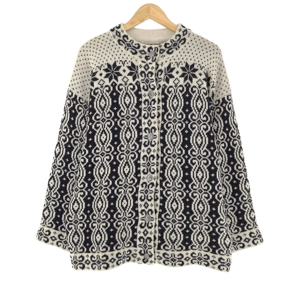 Strickjacke Nordic Scandinavian Vintage Warm Strick Qd5 Größe L - Bild 1 von 4