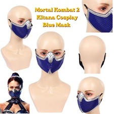 MK 2 Kitana Cosplay Blue Mask Halloween Carnival Party Kitana Disguise Mask