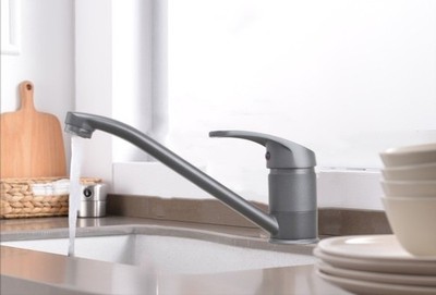 Klein Armatur Einhebelmischer Wasserhahn für Spülbecken Küchenarmatur Grau