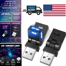 2 Pcs Mini USB LED Light RGB Ambient Car Night Lamp Portable Adjustable Colors