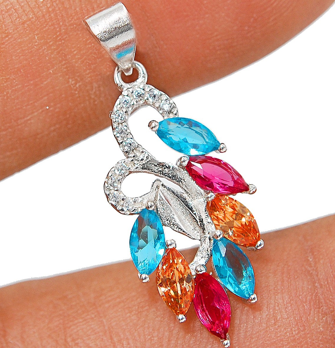 Treated Padparadscha Sapphire 925 Sterling Silver Pendant