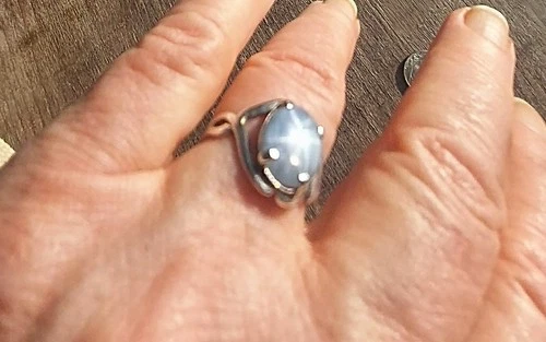 Vintage Natural Star Sapphire Ring In Silver