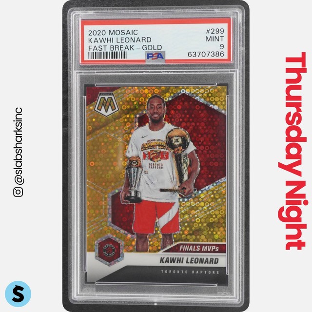 2020 Panini Mosaic #299 Kawhi Leonard Fast Break Gold Finals Mvp /10 PSA 9