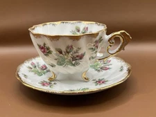 Vintage Relco Japan Bone China Rose Footed Cup and Saucer Set.