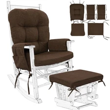 Glider Rocker Replacement Cushion 5 PCS with Ties, Linen High-Density Foam No...