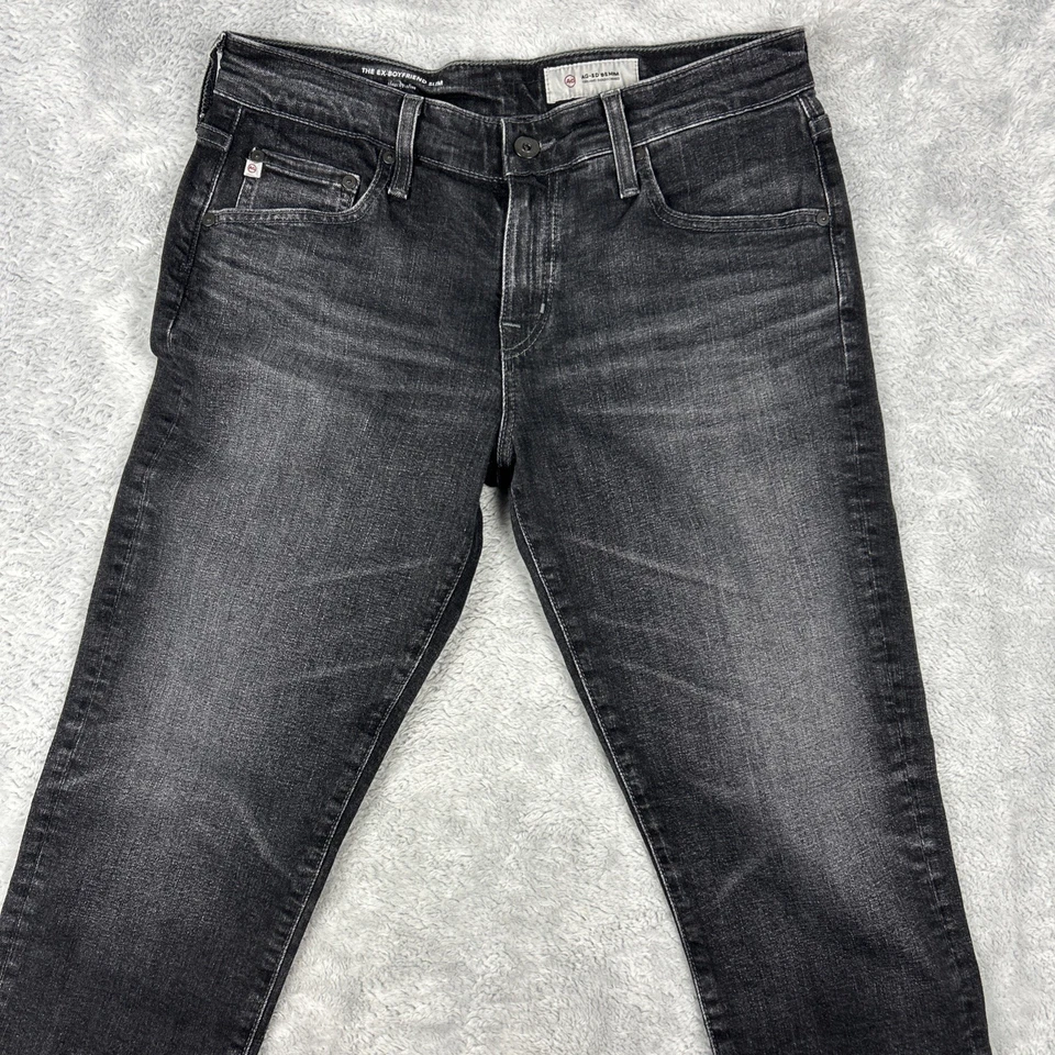 AG Adriano Goldschmied 28 R Ex Boyfriend Slim Slouchy Slim Black Jeans - Image 2 of 4