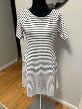 ZARA TRAFALUC Size M Womens  Striped Scoop Neck Shortsleeve Dress Poly Blend