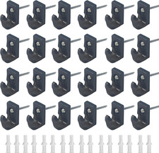 24-Pcs Black Wire Shelf Down Wall Clips Closet Shelves Loop Brackets Screws