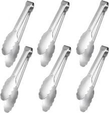 Sunenlyst Kitchen Tongs, 6Pcs Tongs Stainless Steel for Serving Food, Metal Tong
