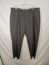 Oscar De La Renta Pants Mens 38x30 Black Pinstripe Wool Dress Pleated Trousers