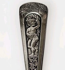 Antique 1847 ROGERS BROS Souvenir Baby Spoon Woman on Handle Silverplated RARE 