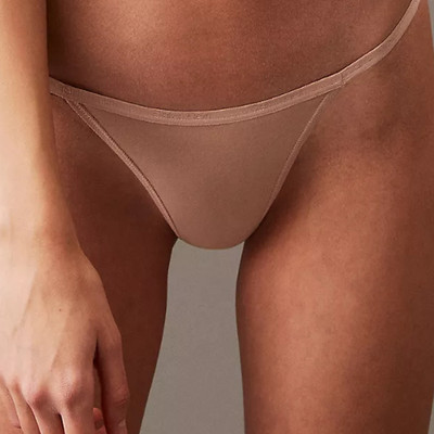 CALVIN KLEIN Ideal Stretch Micro Cedar Nude String Bikini Panty Womens Sz Large