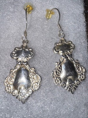 STERLING 925 VINTAGE EARRINGS WITH FACE Dangle Drop 1.75 Inch Very Beautiful