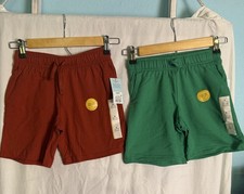 Cat Jack boys Green Red Rust Pull On Elastic Waist Short Shorts Sz S 6/7 NWT