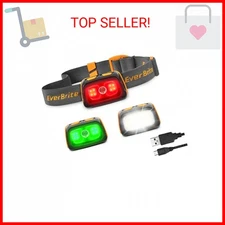 EverBrite Rechargeable Headlamp - 350 Lumens Headlight with Red/Green Light and 