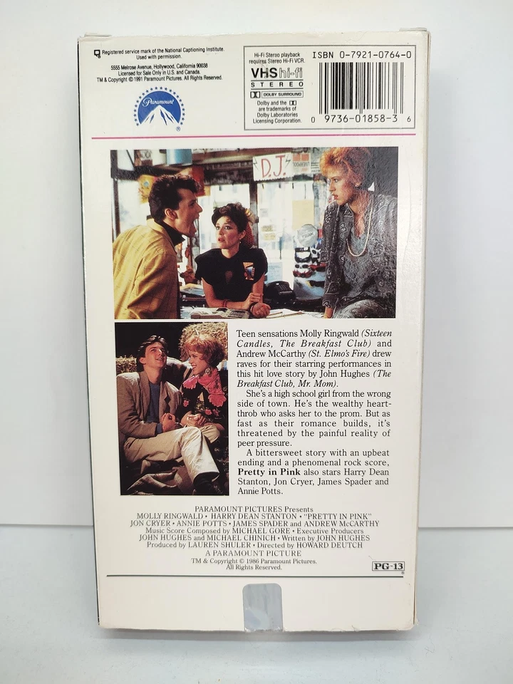 Vintage Pretty in Pink VHS 1986 John Hughes Film Paramount NTSC PG-13 Romance - Image 2 of 3
