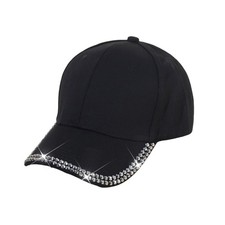 Shiny Rhinestone Brim Baseball Cap for Women Girls Bling Hats Sparkle Ponycap...