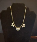 VTG Green Cabochon Iridescent Glass Stone/Milk Stone & Rhinestone Choker MCM