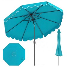 10 FT Patio Umbrella w/ Crank Tilt Adjustment Ruffles Vented Top 8 Ribs