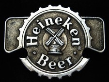 PH13151 VINTAGE 1970s HEINEKEN BEER BREWING COMPANY BRASSTONE BELT BUCKLE