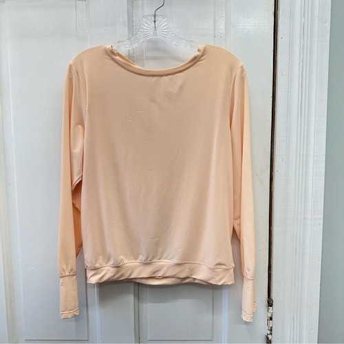 Neu ohne Etikett Zyia Active pfirsichfarbenes Langarmshirt Netzrücken Activewear Oberteil Damen Small