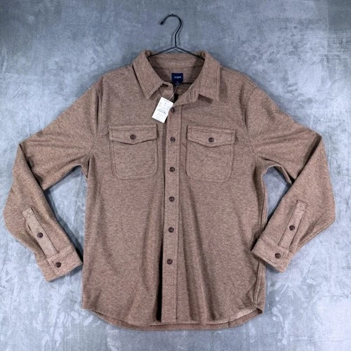 $120 NEW J.Crew Mens Medium Brown Diagonal Twill Button Down Shirt Medium Jacket image 2