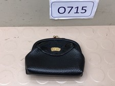 Vintage Leather Coin Purse Black Kiss Lock Change Pouch Wallet Retro Small