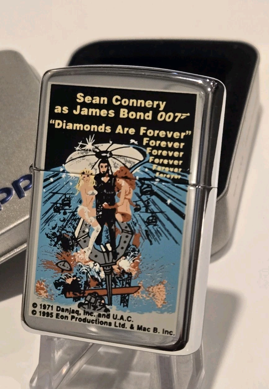 JAMES BOND 007 1971 Poster DIAMONDS ARE FOREVER Vintage 1996 Zippo