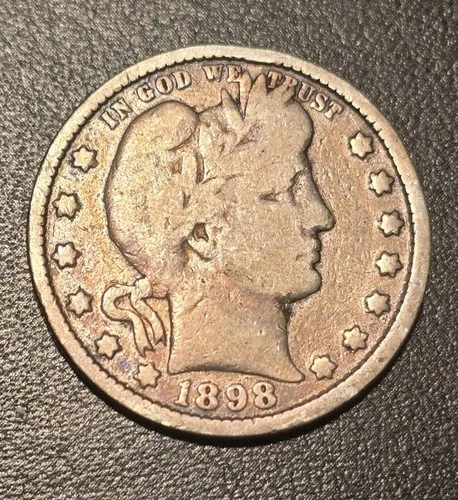 1898-P FULL RIM GOOD BARBER QUARTER
