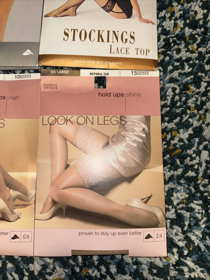 M&S Hold Ups Stockings Up XL Extra Large Nylons Sheer Lace Top Job Lot Bundle - Image 2 of 4