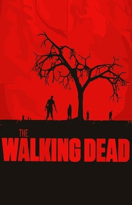 The Walking Dead Red Tree Walkers Silhouette Minimalist Art Poster Print Wall