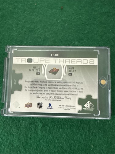 2025-26 SP Game Used Kirill Kaprizov Matt Boldy Troupe Threads #TT-BK 075/199 - Picture 2 of 2