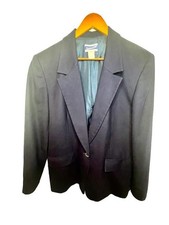 Vintage Pendleton Women's Navy Blue 100 Virgin Wool Blazer Size 14