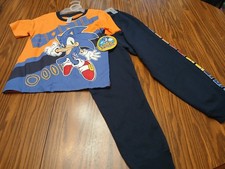Boys Sonic 2 Piece Outfit Joggers  Short Sleeve Tee Size 8 New