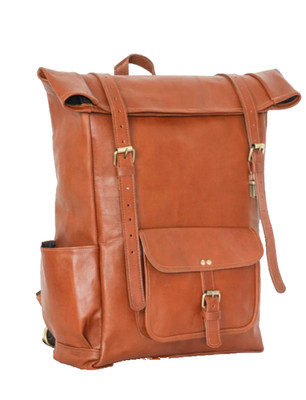 Handmade Vintage Brown Leather Laptop Rolltop Comfortable Lightweight Backpack