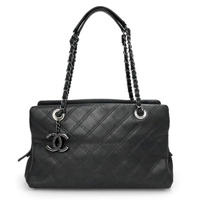 Chanel Matelassé Coco Mark Cosmos Line Chain Tote Quilted Calfskin Gray #BCB664