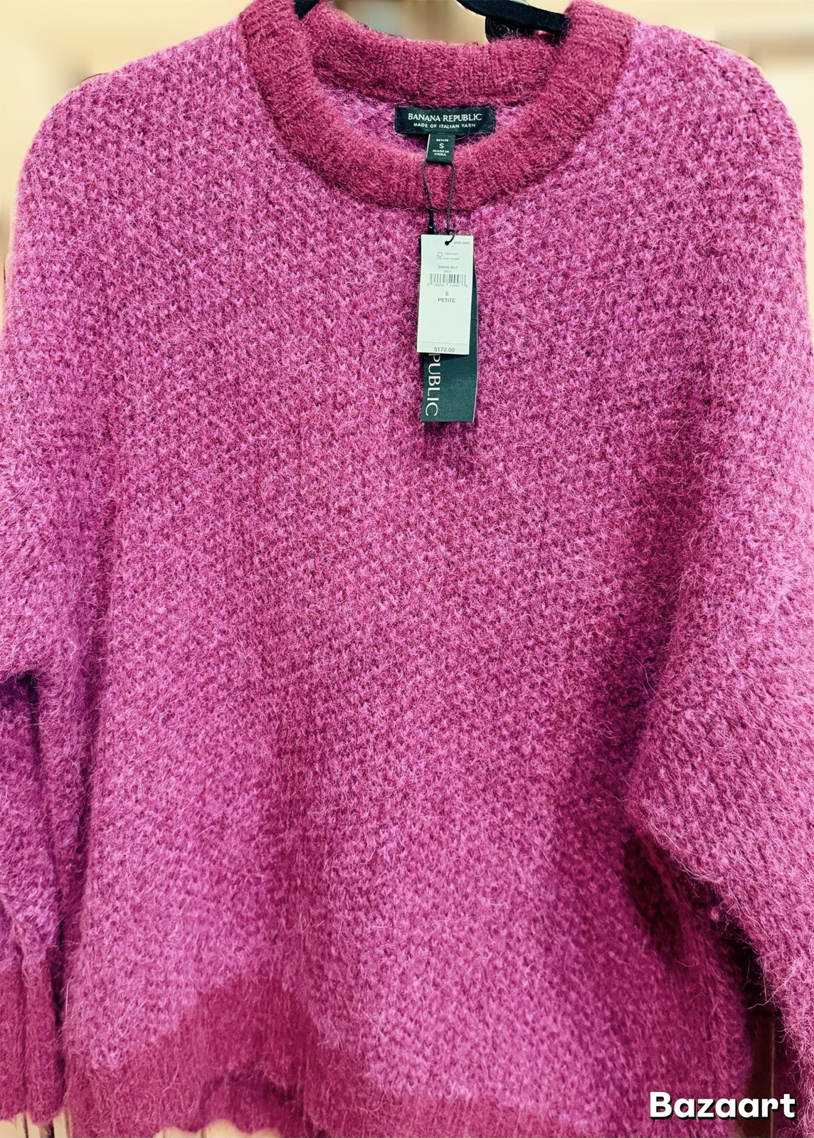 Banana Republic Pink Chunky alpaca  S Sweater Crew Neck Long Sleeve Pullover