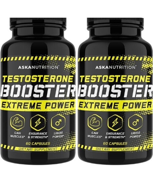 2 Pack ASKA Nutrition Testosterone Booster Extreme Power Supplement 120 Capsules