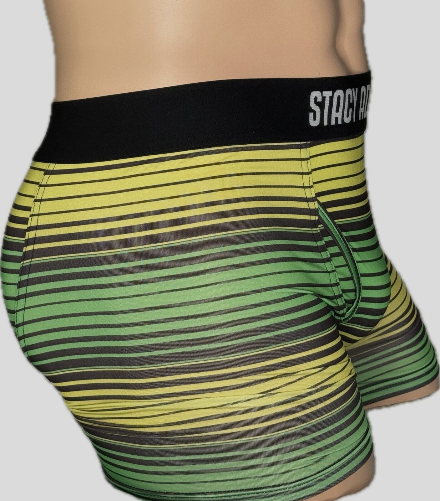 Stacy Adams STRIPED Men's Boxer Brief Size M Underwear TAG-LESS GREEN YELLOW image 3